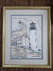 1997 Donna Elias Framed Matted Cape Henlopen Light Lighthouse Delaware DE Print - Picture 1 of 5