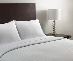 King Microfiber Top Sheet w/ Woven Labyrinth Design, Hotel Bedding Collection - Picture 1 of 2