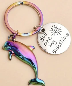 Dolphin Key Chain “YOU ARE MY SUNSHINE” Uplifting Gift For Daughter/Girlfriend - Picture 1 of 3