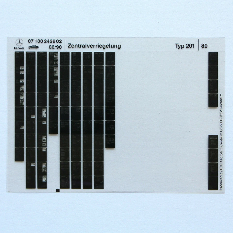 Mercedes W201 - Zentralverriegelung Reparaturanleitung auf Microfich 6/1990 - Bild 1 von 1