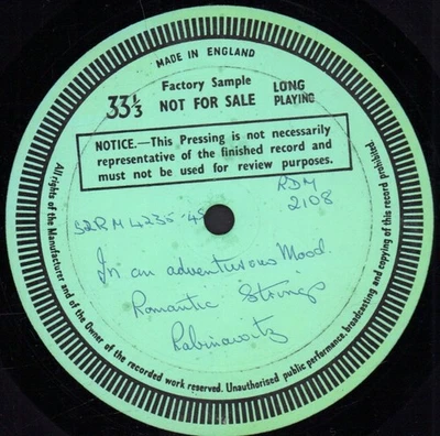 Romantic Strings In An Adventurous Mood LP vinyl UK 1965 factory sample not for - Bild 1 von 2