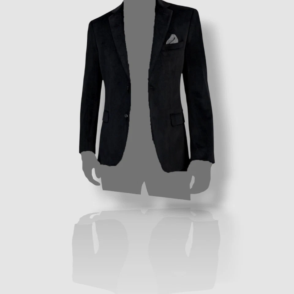 Chaqueta Abrigo Deportivo Alfani Para Hombre Negro Terciopelo Ajustado Sólido Talla 46L Foto 1 de 1