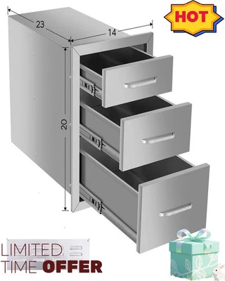NSF Outdoor BBQ three drawers cabinet triple Stainless steel Kitchen Cabinet - Image 1 of 4
