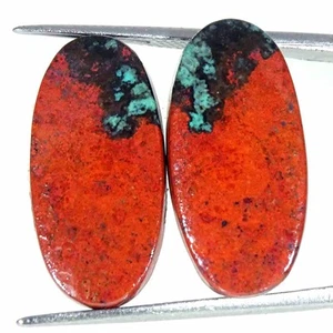 Par de piedras preciosas sueltas ovaladas de crisocola cuprita amanecer natural Sonora 21,80 quilates - Imagen 1 de 5