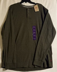 Levi's Men's Long Sleeve 3 Button Classic Fit Thermal Shirt Green 2XL - Picture 1 of 6