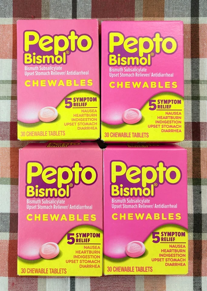 Pepto Bismol MASTICABLES para náuseas, malestar estomacal 40ct (4 cajas) 12/2026 Foto 1 de 1