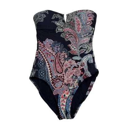 Maiô Tommy Bahama azul paisley floral peça única acolchoado sem alças 4 - Imagem 1 de 4