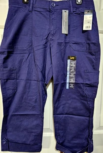 LEE "FLEX TO GO" Capris Size 12 NAVY BLUE Cotton-Spandex NWT - Picture 1 of 7
