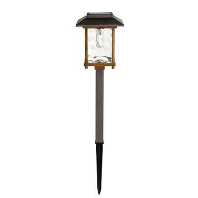 Hampton Bay Parkwood Solar LED Filament Metal Pathway Light with Glass Lens - Image 1 of 4