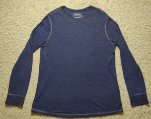 Express Waffle Knit Thermal Shirt Men's Size Large Blue Long Sleeve Crewneck - Picture 1 of 6
