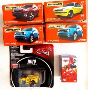 Lot-6-Matchbox Jeep Renegade/Subaru Forester/Opel Kadett/Disney Metal mini Cars - Picture 1 of 8