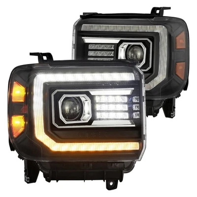 For GMC Sierra 2500 HD 15-19 Headlights PRO-Series Driver & Passenger Side Black - Image 1 of 4