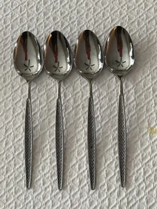 AMC Stainless Flatware CASCADE Vintage Lot of 4 Teaspoons 6.5" Made in Japan MCM - Picture 1 of 4