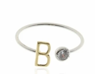 Anello iniziale bicolore con zirconi cubici di CAI - Immagine 1 di 4