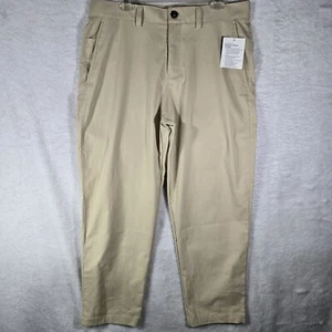 Pantalones Lululemon Para Hombres 34x28 Beige Relajado Cónico Suave Sarga Pantalón Logo Nuevo con Etiquetas - Imagen 1 de 12