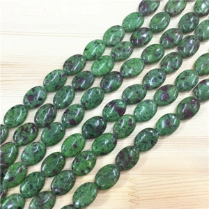 1 Strand/22Pcs 18x13x5mm Green Ruby in Fuchsite Oval Loose Beads 15.5inch HH692 - Picture 1 of 1