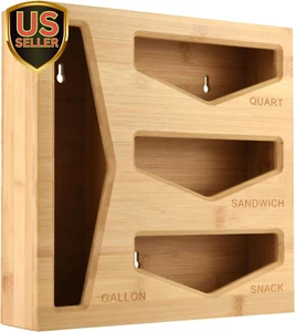 Bamboo Bag Storage Organizer for Kitchen Drawer, Baggie Organizer, Compatible... - Picture 1 of 12