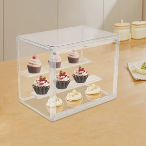 Espositore compatto a 2 livelli trasparente per torte cupcake pane vetrina - Foto 1 di 24