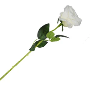 Long Stem Rose Flower Fake Wedding Centerpieces Bridal Bouquet Arrangement WHITE - Picture 1 of 6