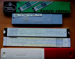 0136 **5**** 2 Stück Rechenstäbe : Faber - Castell + Aristo Scholar - Bild 1 von 7