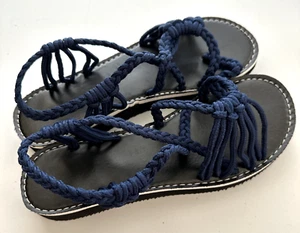 Nuevas sandalias de playa trenzadas con tiras para mujer azul marino talla 39 (US 7) - Imagen 1 de 3