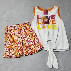 Rosa Punkte Mädchen Grafik Tank und Splatter Shorts Outfit Größe 6X Neu mit Etikett - Bild 1 von 3