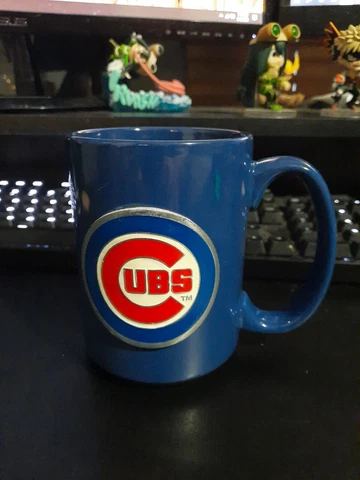 Chicago Cubs Baseball Logo Coffee Mug Navy Blue Pewter Emblem MLB Cover