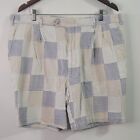 Berle Mens Shorts Size 40 Multicolor Madras Plaid Patchwork Check Chino Zip Clip