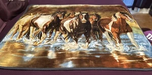 Northwest Company Wild Horses Throw Blanket by Victoria Wilson-Schultz  48”x58” - Picture 1 of 9