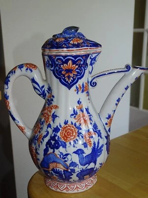 MALICORNE EMILE  TESSIER MAGNIFIQUE ANCIENNE VERSEUSE EN FAIENCE ht 24 cm - Photo 1/4