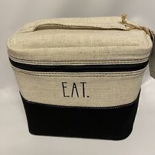RAE DUNN Lunch Bag EAT Insulated Linen Cream Black Bag New
