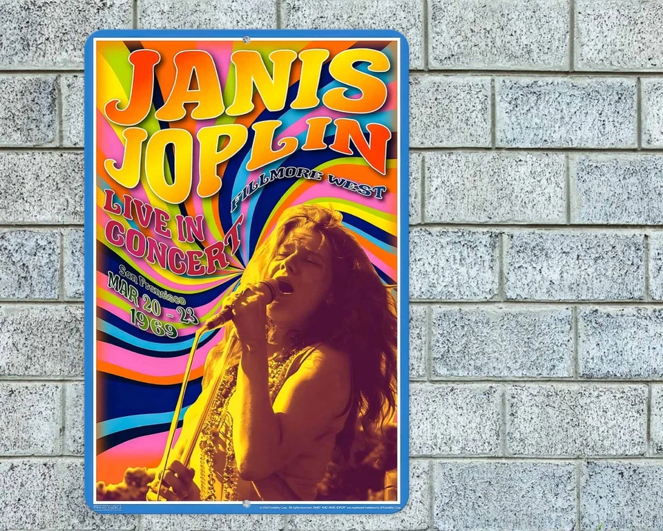 Janis Joplin Sign Aluminum Metal 8"x12" Garage Man Cave Classic Rock Concert - Image 1 of 1