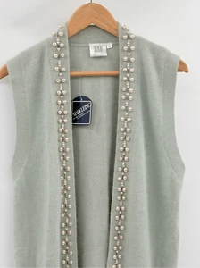 Cárdigan Suéter Madeleine Vintage Mujer Mediano Lana Angora Verde Dinero Antiguo Nuevo - Imagen 1 de 11