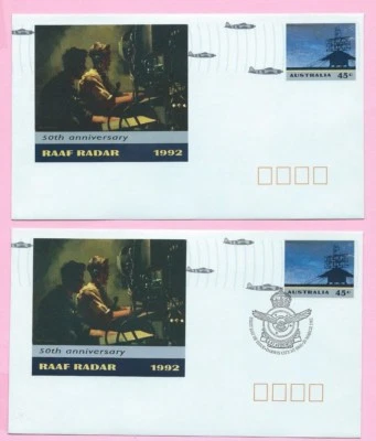 AUSTRALIA 1992 Pair of PSE's - FDC & Mint - 50th Ann RAAF RADAR  Shs Darwin City - Image 1 of 2
