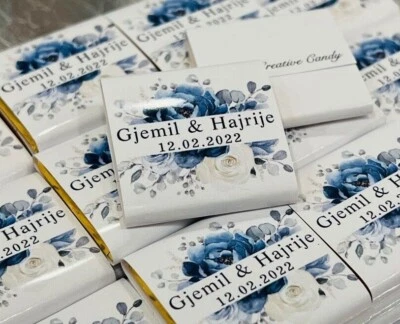 Gastgeschenk Schokotafel Quadratisch Personalisierte Schokolade Foto Etiketten - Bild 1 von 4