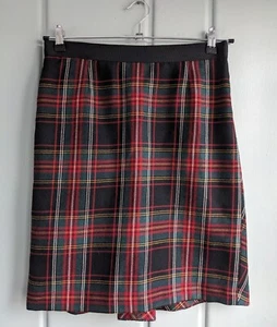 J.Crew Mujer 6 Falda Línea A Lana Stewat Tartán Cuadros Rojo Negro Preppy S 80240 - Imagen 1 de 5