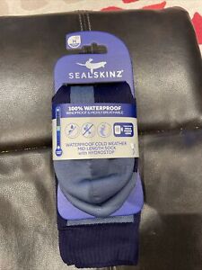 SealSkinz Waterproof Warm Weather Mid Length Socks + Hydrostop - Navy / Grey Red
