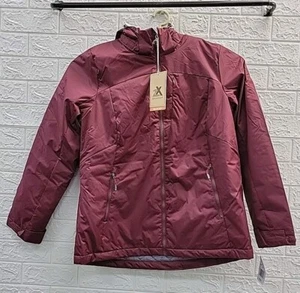 New ZEROX POSUR Insulated Removable Hood Full Zip Jacket Burgundy Size Large - Picture 1 of 8