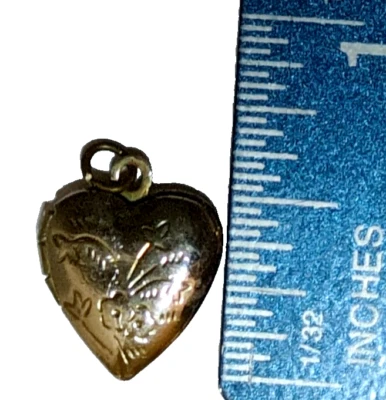 Tiny Gold Plated Heart Shaped Etched Locket - Image 1 of 4