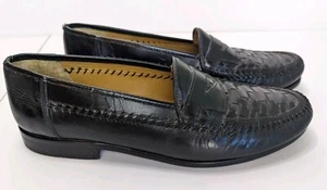 Sandro Moscoloni Vtg 90s La Villa Men's Penny Loafers Black Leather Size 9 - Picture 1 of 8