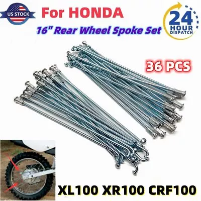 16"Rear Wheel Rim Spoke Kit 97488-42136-K0 For Honda XL100 CRF100 F 1979-Up Foto 1 de 4