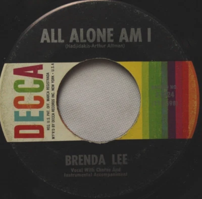 BRENDA LEE ALL ALONE AM I / SAVE ALL YOUR LOVIN FOR ME 45 7" RECORD VG DECCA Foto 1 de 4