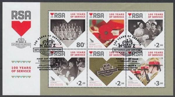 NEW ZEALAND 2016 M/S RSA 100 YEARS OF SERVICE USED (ID:MU2711) - Image 1 of 1