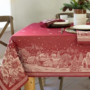 Benson Mills Engineered Jacquard Heavyweight Fabric Table Cloth, Holiday, Winter - Picture 1 of 12
