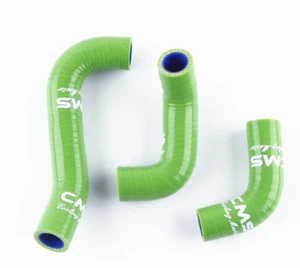 Green Fit 1985-2003 Kawasaki KX60 / Suzuki RM60 Silicone Radiator Hose Pipe Kit - Picture 1 of 7