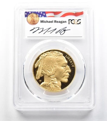 Американский золотой буйвол 2020-W $50 1 унция Michael Reagan FDOI PR70 DCAM PCGS - Изображение 1 из 3