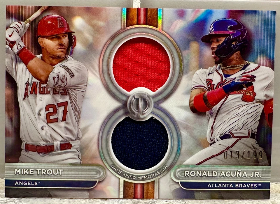 JERSEY # MATCH! 2024 Topps Tribute Ronald Acuna / Trout 13/199! BRAVES (1/1)! - Image 1 of 3