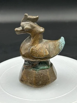 古董青铜缅甸 Hintha 鸟鸭鸦片比例重量雕像 — 第 1/4 张图片