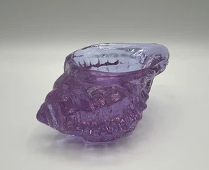 Fire & Light Recycled Glass Purple Neodymium Conch Shell Candle Holder Signed - Picture 1 of 12