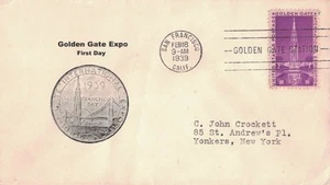 1939 FDC, #852, 3c Golden Gate International Exposition, unlisted cachet - Bild 1 von 2